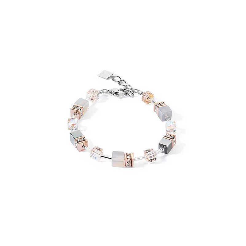 Coeur de Lion GeoCube&reg; Agate & Rose Gold Stainless Steel Bracelete image number 0